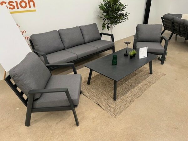 Nova - Phoenix Aluminium 3 Seat Sofa Set inc Coffee Table in Dark Grey