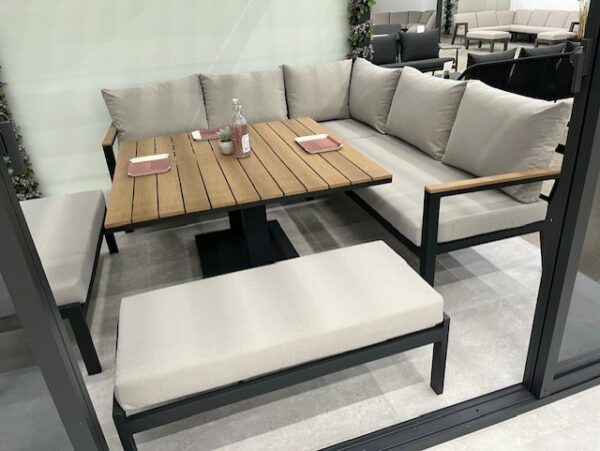 Nova - Heidi Deluxe Square Corner Sofa inc Wood Effect Rising Table